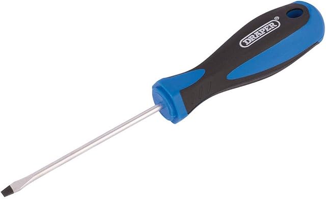 Draper 63222 Engineer's Plain Slot 3.0mm Flared Tip Screwdriver, 75 mm Blade Length , Blue