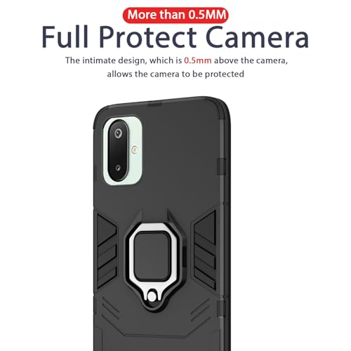 Image of Pikkme Back Cover for Samsung Galaxy F06 5G / M06 5G | D5 Tough Armor | 360 Protection Case | Ring Holder Stand Bumper Case (Black)