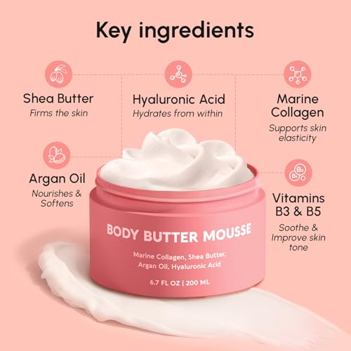 MAREE Moisturizer Body Butter Mousse - Whipped Body Butter for Women Smell Good - Facial Moisturizer for Dry Skin - Face Hand Body Cream for Women & Men with Marine Collagen, Shea Butter & Argan Oil - Image 6