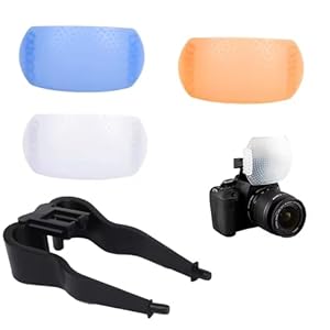 3-in-1 Universal Pop-Up Flash Diffuser Cover, 3 Colors, Compatible with Canon Nikon Pentax Kodak DSLR SLR Cameras