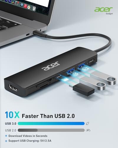 image for Acer USB C Hub, 7 in 1 USB C to HDMI Dock, 2 USB 3.1 GEN1 and 5Gbps Ty