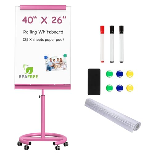Image of TSJ OFFICE Rolling Whiteboard Standing - 40 x 26 Inches Mobile White Board