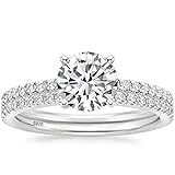 EAMTI 1.25CT 925 Sterling Silver Bridal Ring Sets Round CZ Engagement Promise Rings for Her Cubic...