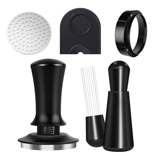 Fosinsee Espresso Accessories Kit 51mm, Coffee Tamper Set with Espresso Tamper, WDT Tool, Espresso Tamper Mat, Espresso Dosing Funnel, Puck Screen, Espresso Tools for 51mm Coffee Machine Accessories