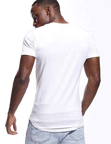 Deep V Neck T Shirt for Men Low Cut Vneck Tee Invisible Tshirt Vee Top Scoop Hem3