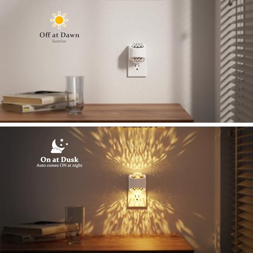 Image of JandCase Night Lights Plug into Wall, 2 Pack 3000K Soft White Star Projector Night Light, Automatic Galaxy Nightlight Plug in with Light Sensor for Bathroom Hallway Room Decor