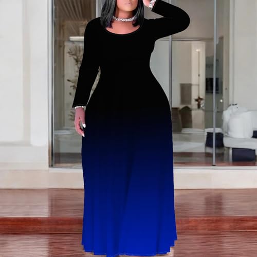 Image of PinkPatty Women's Plus Size Long Sleeve Maxi Dresses T Shirt Boho Fall Dress with Pockets