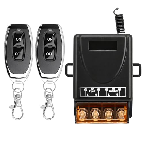 30A Wireless Remote Control Switch AC 220V 230V 240V 433Mhz RF Relay 328ft Radio Remote Light Switch Through Wall for Anti-Theft Alarm Garage Roller Lind Door Gate Security Systems Irrigation Pump