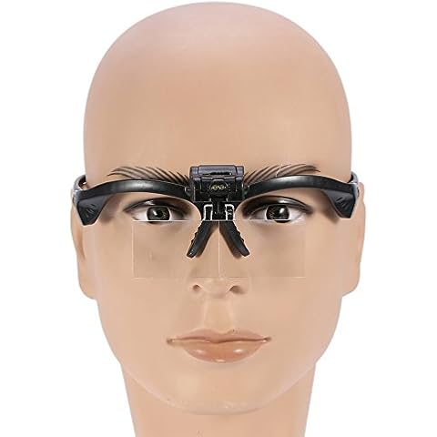 Fyearfly Glasses Bracket Magnifier, LED Head Illuminated Magnifying Loupe Jeweler Watch Repair Eyelash Extension Headband Magnifier Cover