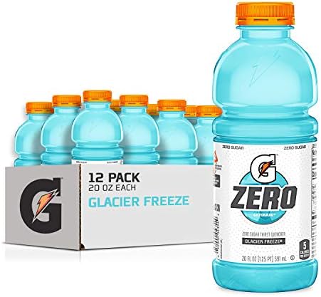Gatorade Zero Sugar Thirst Quencher, Glacier Freeze, 20 Fl Oz (Pack of 12)