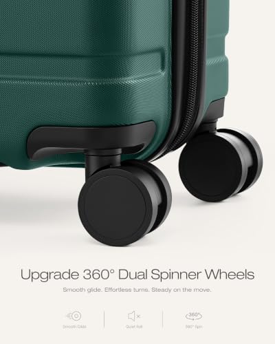 Image of Coolife Luggage Set, Lightweight Durable Hardshell, 3 piece, Reed Green | Upgraded Polycarbonate Shell Suitcase,360 Spinner Double Wheels,Expandable(20''only),Tsa Lock,Aluminum Handle,Nested Design