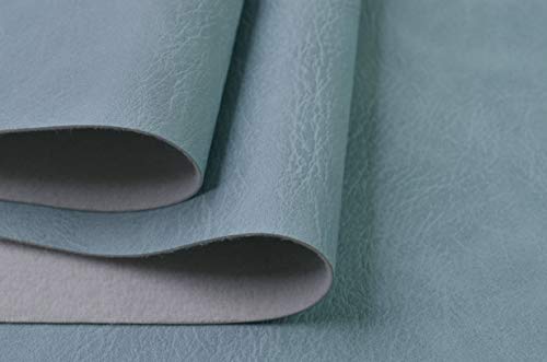 Image of Wento Thick 1 Yard Faux Leather Soft Skin Grain PU Fabric for Furniture Cover, Reupholster Sofa Chairs, Cushions, Vinyl Upholstery (1yard, Light Blue)