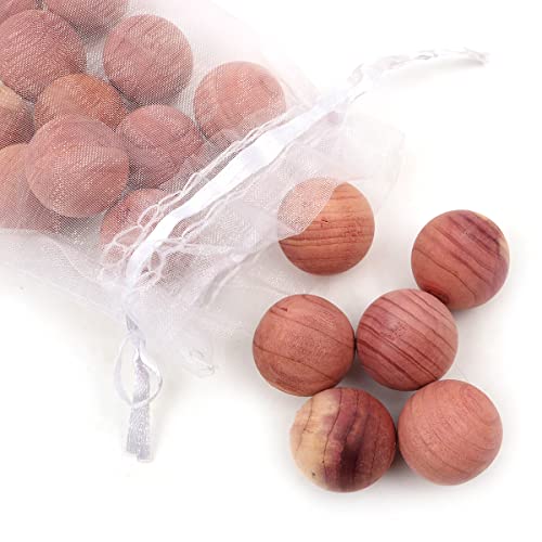 Hsthe Sea 20 Pieces Natural Cedar Balls Aromatic Red Cedar Wooden Balls Anti Moth Freshener Deodoriser for Wardrobes Clothes Storage Drawer Wardrobe Freshener Accessories - Image 3