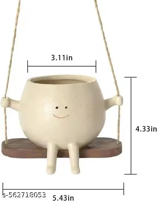 Image of Hanging Smiley Face Flower Pot Succulent Planter Unique Plant Pot Smiley Face Planters Pots for Indoor Outdoor Plants, Gifts for Plant Lovers Size 5 inch