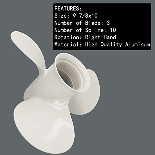 Image of 9 7 /8x10 1 /2 Boat Motor Aluminum Propeller - Compatible with Yamaha Outboard Engines C 20HP 25HP 30HP - Replaces 664-45945-01-EL 664-45945-00-00 - 10 Spline Tooth - Aluminum Outboard Propeller