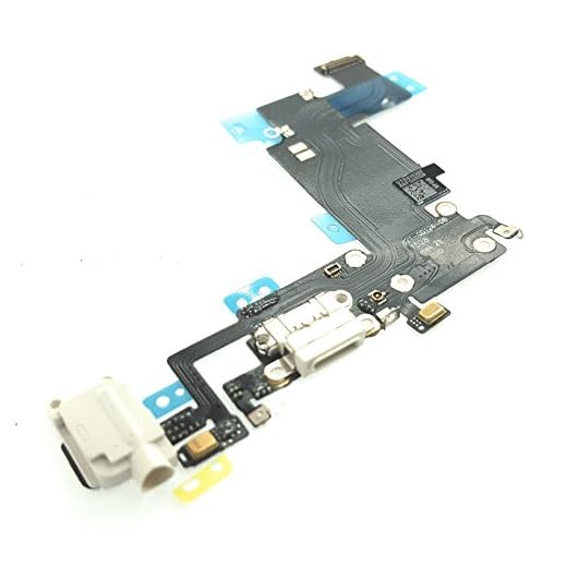enoaFIX Dock Connector kompatibel med iPhone 6S Plus laddningsuttag Audio Jack flexkabel antenn mikrofon Lightning anslutning hörlurar vit
