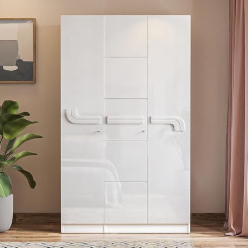 Image of Wakefit Wardrobe for Bedroom | 1 Yr Warranty | Cupboard for Bedroom, Almirah, Wooden Wardrobe, Multi-Shelves Storage with Drawer & Hanger, Density:680-750 kg /m, Free Installation (Tafetta- FW)