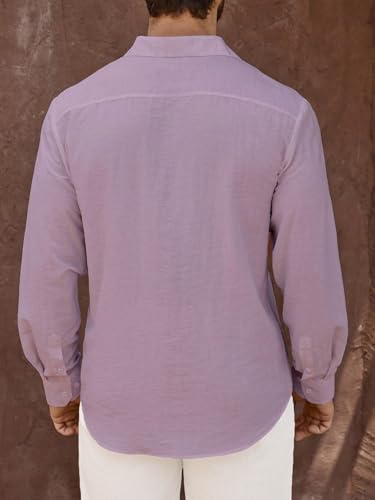 Image of Men's Casual Button Down Shirts Long Sleeve Linen Touch Textured Shirt Wrinkle Free Fashion Casual Vacation Beach Summer Shirt (1001)