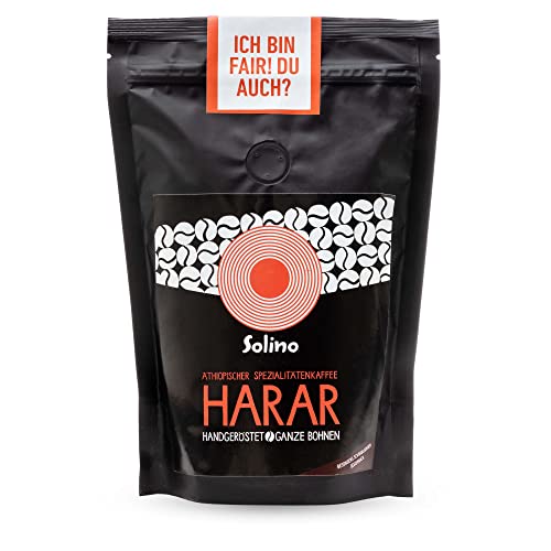 Harar Kaffee (250 g) - Ganze Bohnen, 100% Arabica - Handgeröstet in Äthiopien - Für Vollautomat, Siebträger, Filterkaffee, Frenchpress, Espressokocher