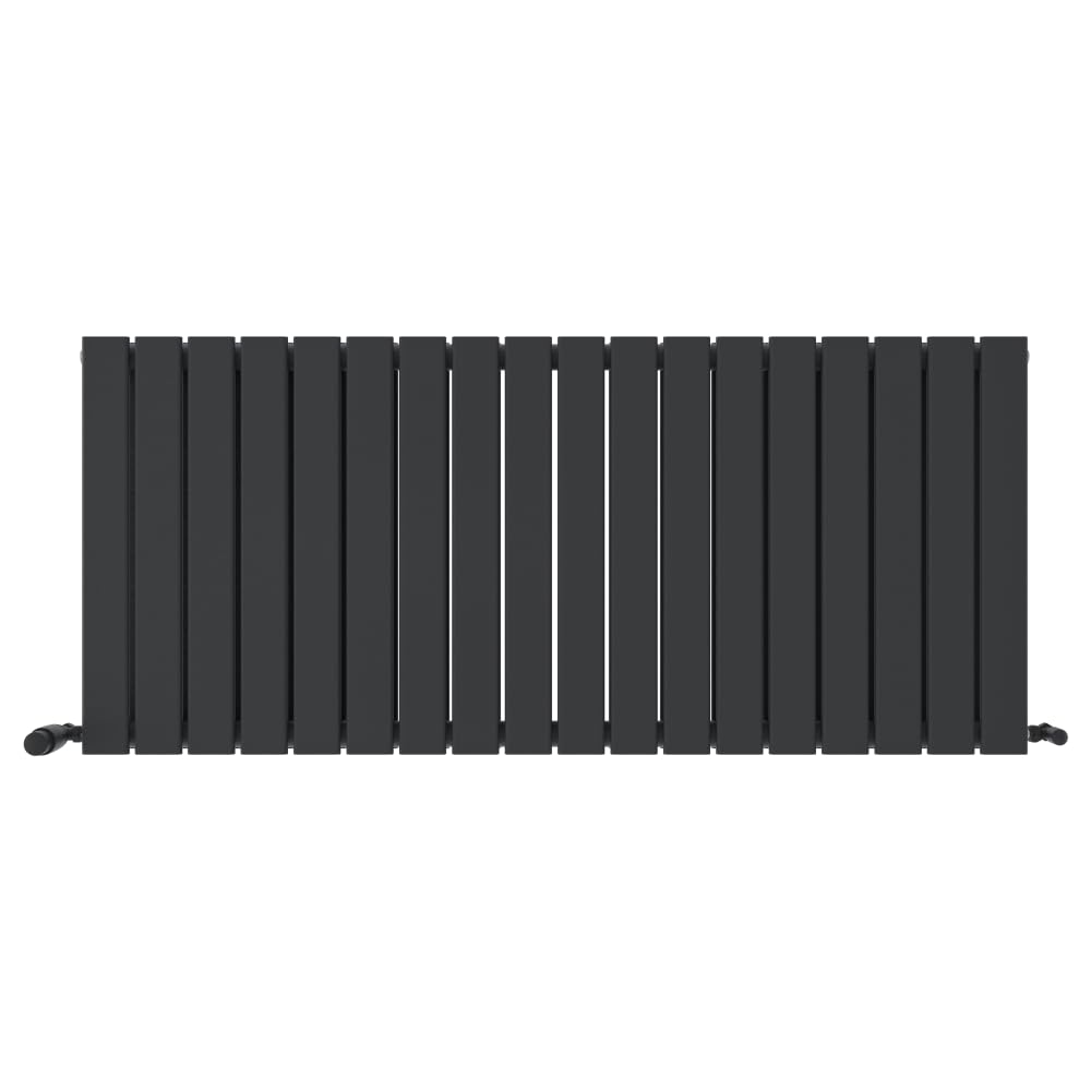 iBathUK Apex Wall Mounted Horizontal Double Slim Flat Panel Designer Radiator, Steel Hydronic Central Heating, Modern Designer Radiator for Bathrooms in Matt Anthracite, 600 x 1368mm — image 1