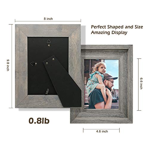 Eosglac Rustic 5X7 Picture Frame, Solid Wood With Glass Front, Wall Mounting Or Tabletop Display, Weathered Grey #TOP3