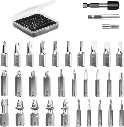 Extractor de tornillos con extensión de enchufe y juego de 33 removedores de pernos desgastados 2