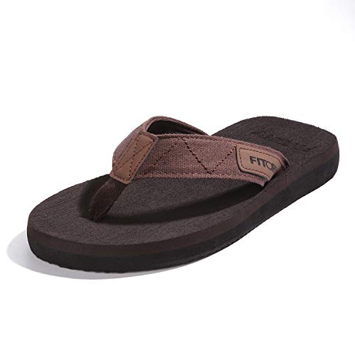 FITORY Herren Flip Flops Beach Sandalen Surfen Zehentrenner Sommerschuhe, Braun, 46 EU