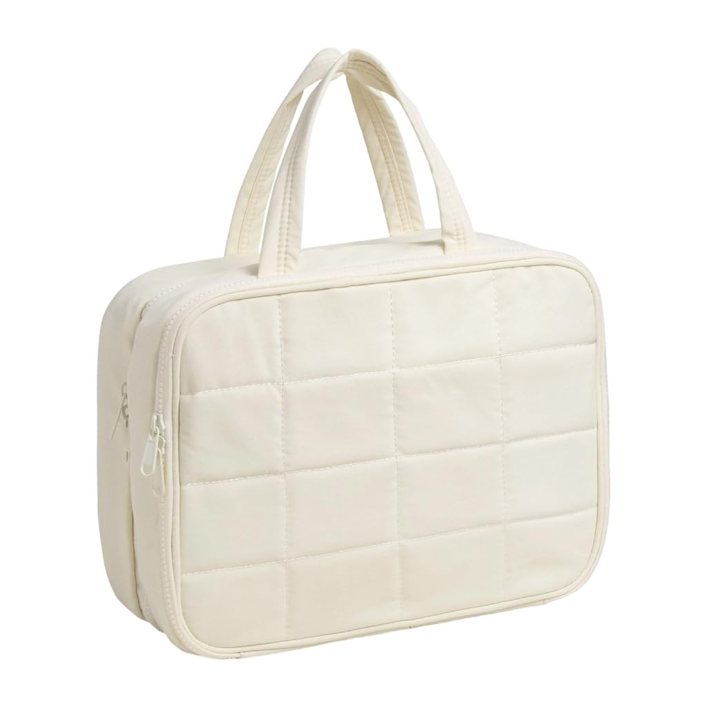 Organizer da viaggio per articoli da toeletta con scomparti multipli, impermeabile, in poliestere leggero, per viaggi di lavoro, Beige, 12x28x20cm, moderno