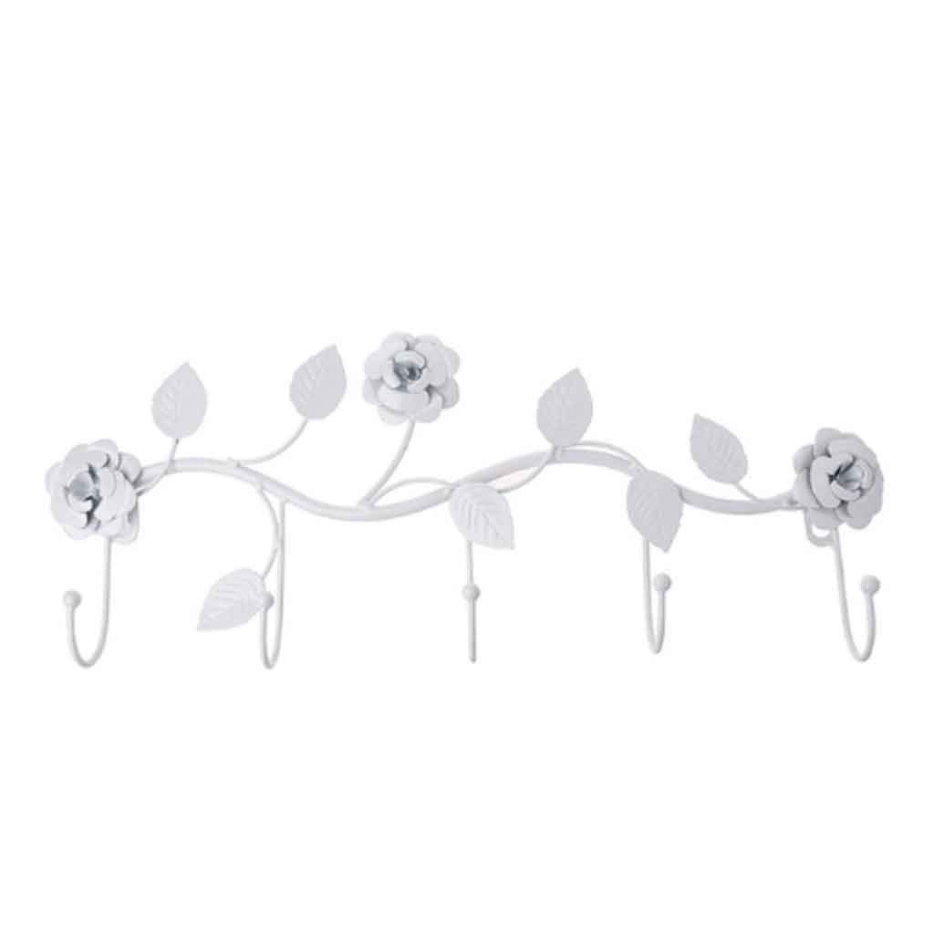 Mobygkfy Svart Iron Hooks Vintage Iron Rose Leaves Hook Coat Hat Bag Hanger Organizer Holder Wall Decor(Svart)