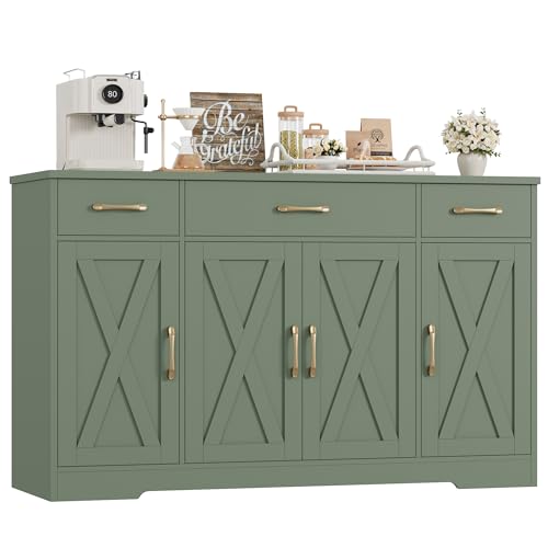 HOSTACK Buffet Sideboard Cabinet with Drawers, 55" Large Buffet Storage
