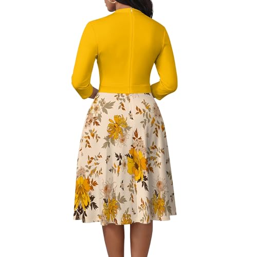 Image of PinkPatty Women's Casual A-line Midi Dresses 3 /4 Sleeve V Neck Fit and Flare Dress with Pockets
