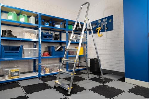 BiGDUG Aluminium Step Ladder - 5 Step Folding Ladder - Non-Slip Surface Hand Rails 5 Tread - Closed Height 1680 mm Platform Height 970 mm 4 BiGDUG Aluminium Step Ladder - 5 Step Folding Ladder - Non-Slip Surface Hand Rails 5 Tread - Closed Height 1680 mm Platform Height 970 mm - Image 4