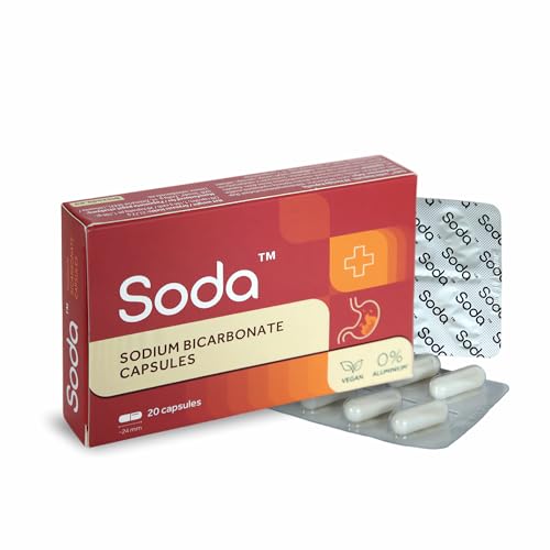 Cápsulas de bicarbonato de sodio - 60 cápsulas (3 paquetes de 20 cápsulas) - equilibrio de pH corporal, problemas estomacales, ecológicos, amigables con los animales, producto de belleza, vegano. De