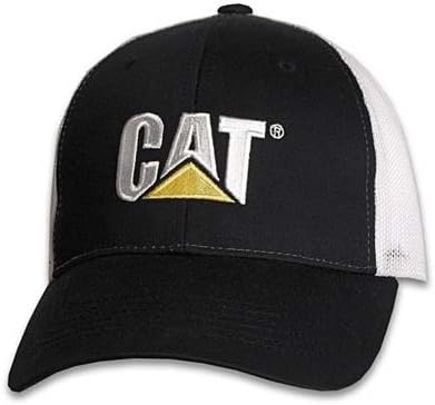 Caterpillar CAT Black & White Twill Mesh Snapback Cap