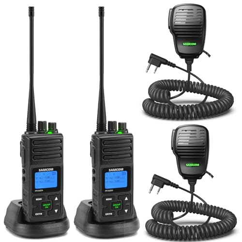 SAMCOM FPCN30A 5Watt Walkie Talkie Long Range Two Way Radio Rechargeable with Speaking Mic, SAMCOM 2-Way Radios Heavy Duty Walky Talky with Shoulder Mic for Business Commercial Construction,