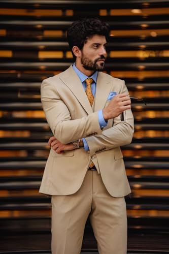 SHUZHXLZANGY Men's 3 Piece Suits Slim Fit Suit Men Wedding Prom Formal Business4