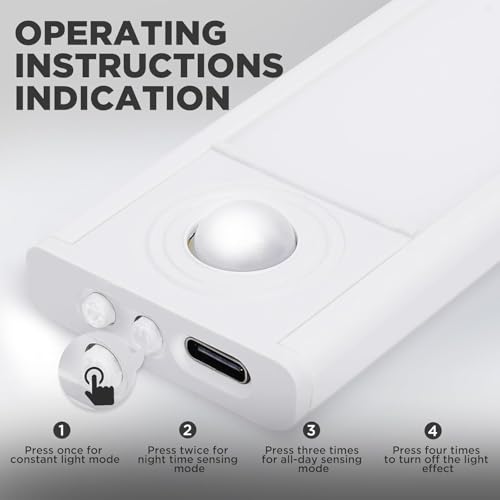 Image of Under Cabinet Lighting, 36 LED Rechargeable Battery Operated Motion Sensor Light Indoor, Wireless Under Counter Lights for Kitchen, Stairs (4, 8inch)