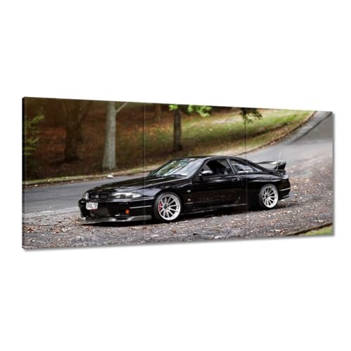 Peinture imprimée sur toile voiture de sport noire tableau décoration murale 150x70