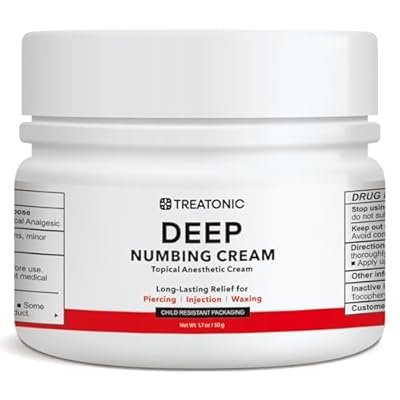 Deep Tattoo Numbing Cream: Maximum Strength Numbing Cream for Tattooing, Piercing, Waxing &amp; Injections - Up to 6 Hours Extra Strength for Tattoos - (50g/1.7oz)