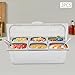 Ice Food Serving Display Tray with Clear Roll Top Cover,6 Pans Countertop Ice Cooled Serving Display Container,Stainless Steel Food Serving Tray (2PCS)