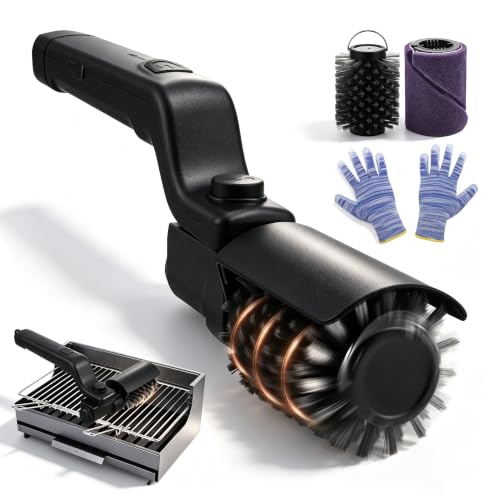 Normodic Elektrische Grillbürste Akku, Kabellos mit 180° Winkel –USB-C Wiederaufladbar, 3 Geschwindigkeitsstufen, 90 Min Laufzeit,IPX7 Wasserdicht, Geschenk für Grillfans, für alle Grills