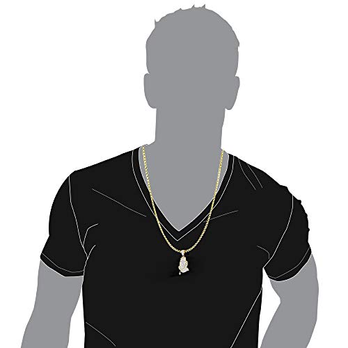 Luxurman 14K Gold Diamond Praying Hands Pendant With Cross For Men 0.9Ctw (Yellow Gold) #TOP3