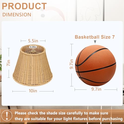 Lamsu 231002A1 Small Lamp Shade Replacement, Boho Lamp Shades For Table Lamps, Hand Woven Washable Pp Rattan Lampshades thumb #3