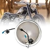5 3/4 5.75 Inch Led Headlight Housing bucket Compatible with Harley Davidson FXWG Chopper (Chrome)