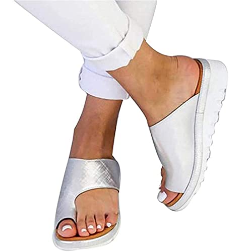 Sandalias ortopédicas de piel con puntera abierta para mujer, sandalias correctoras de juanetes ortopédicas para verano, al aire libre, senderismo, caminar, playa (Púrpura 40 EU)