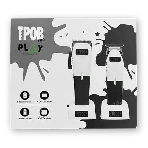 Image of TPOB Play Barber Hair Clippers & Trimmer for Men 7500 RPM with Rubber Grips (White 2 Set)