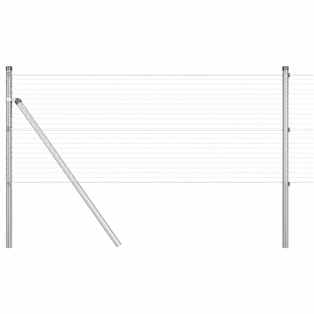 Steel Fence Post Silver 25 x 0.6m 25mm Mesh Outdoor Garden Boundary Support Barrier Kit with Powder-Coated Finish for Durability 13 Pack