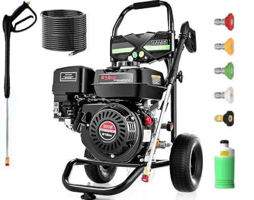 Gas Powered Pressure Washer 4200 PSI Gas Power Washer 4.0 GPM 212CC Commercial High Pressure Washer, with Spray Gun and Extension Wand, 5 Quick Connect Nozzles, Copper Pump (Black)