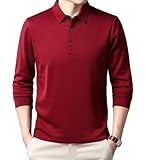 Polo Hombre Premium Manga Larga con Contraste de Color Elegante Estilo Elegante Camisa Polo Hombre Manga Larga Contraste Camiseta Poloshirt Casuales Otoño Invierno