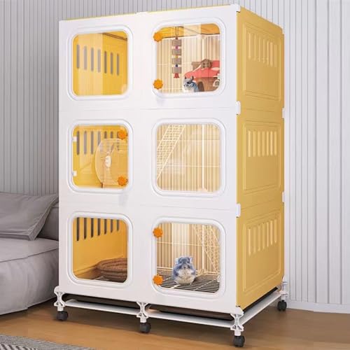 Cage fermée pour petits animaux avec plateau coulissant XL et roues à 360°